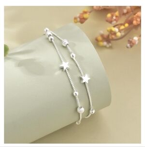925 Sterling Silver Star Layered
Bracelet